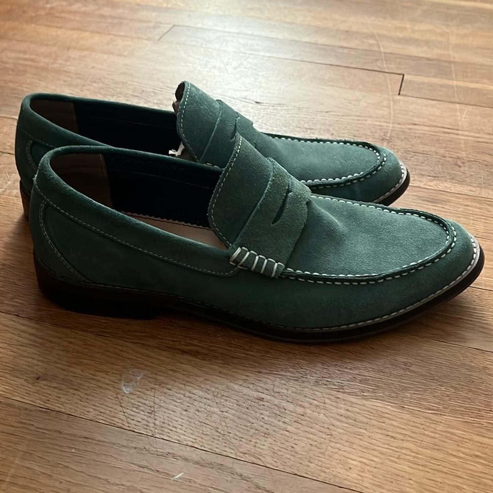 Mens loafer. Light teal color. Suede material. Great used condition.
